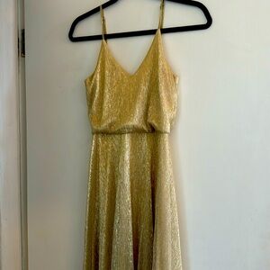 Lulus Gold Floor Length Dress - size xsmall